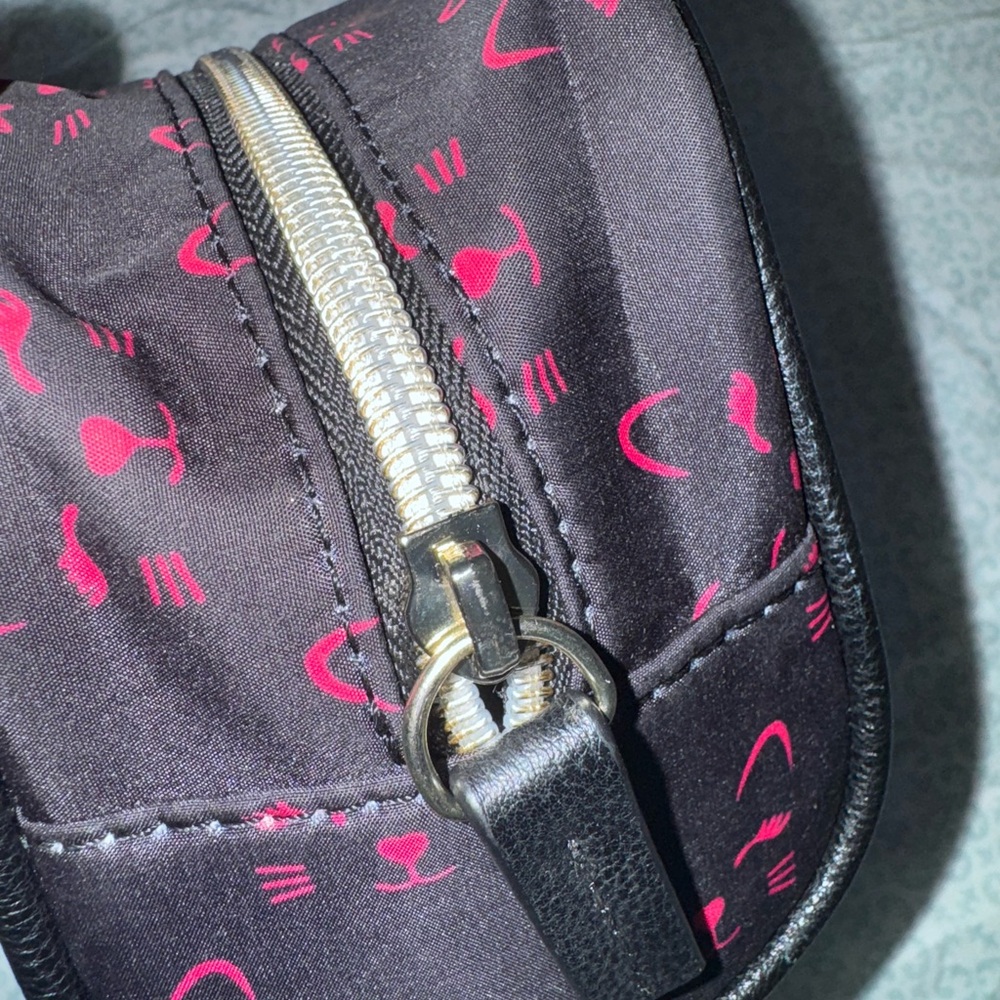 Black and Pink Patterned cosmetic Women's Bag